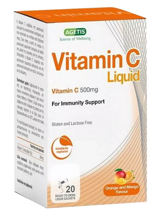 Vitamin C Liquid Ar Mano Un Apelsīna Garšu 500 Mg, 20 Paciņas