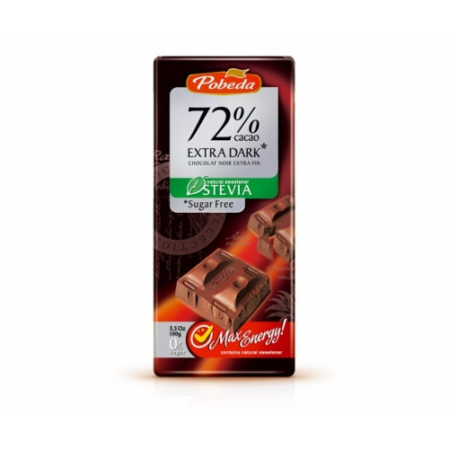 Tumšā šokolāde 72%, bez pievienota cukura ar stēviju 100g